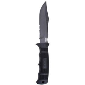 SOG SEAL Pup Fixed 4.75" Powder Coated Combo Blade GRN Handles Kydex Sheath