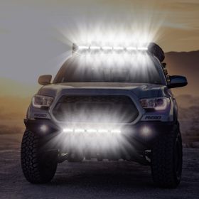 7in LED Light Bar Single Row Offroad Spot Lights 18W Ultra Slim Straight Work Light For Trailer Truck Bus Boat (Color: Black)