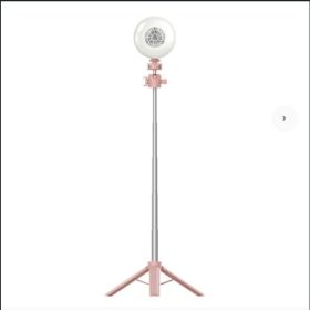 SANSI Portable Rechargeable Fill Light, 8.6W Selfie & Video Light With 9 Color Temperatures & 5 Brightness Levels For Phone, Camera, Laptop, Make (Option: HeightAdjusted StandPink)